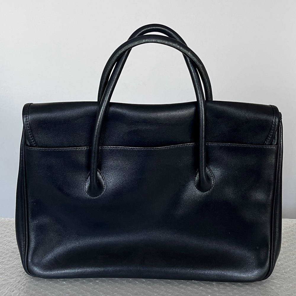 Longchamp Black Leather Top-Handle Tote with Gold Accent - Picture 2 of 13